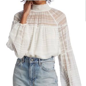 NWT Ramy Brook Winslow Organza Mockneck Top